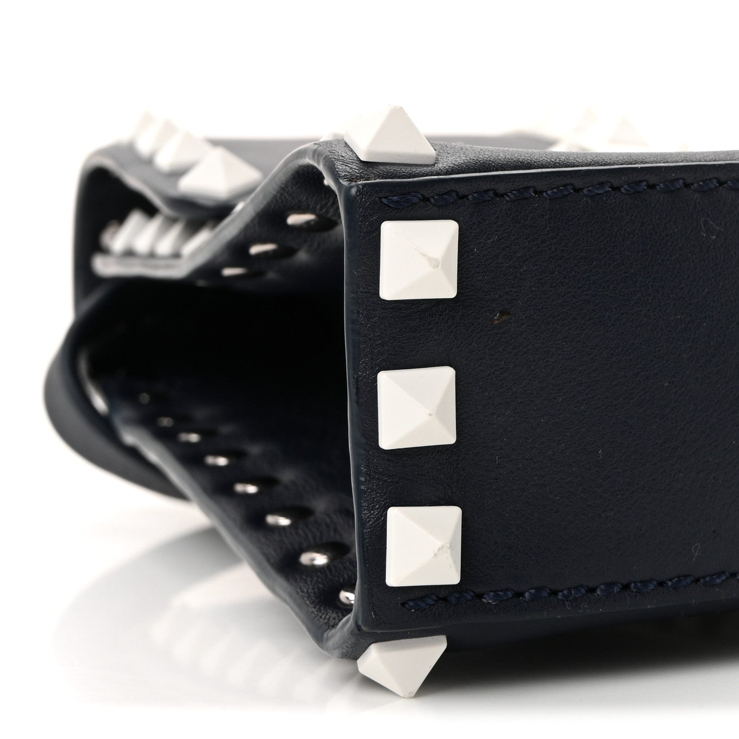 Valentino Garavani Vitello Colorblock Medium Free Rockstud Flip Lock Crossbody Bag Marine White 8 of 9