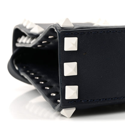 Valentino Garavani Vitello Colorblock Medium Free Rockstud Flip Lock Crossbody Bag Marine White 8 of 9
