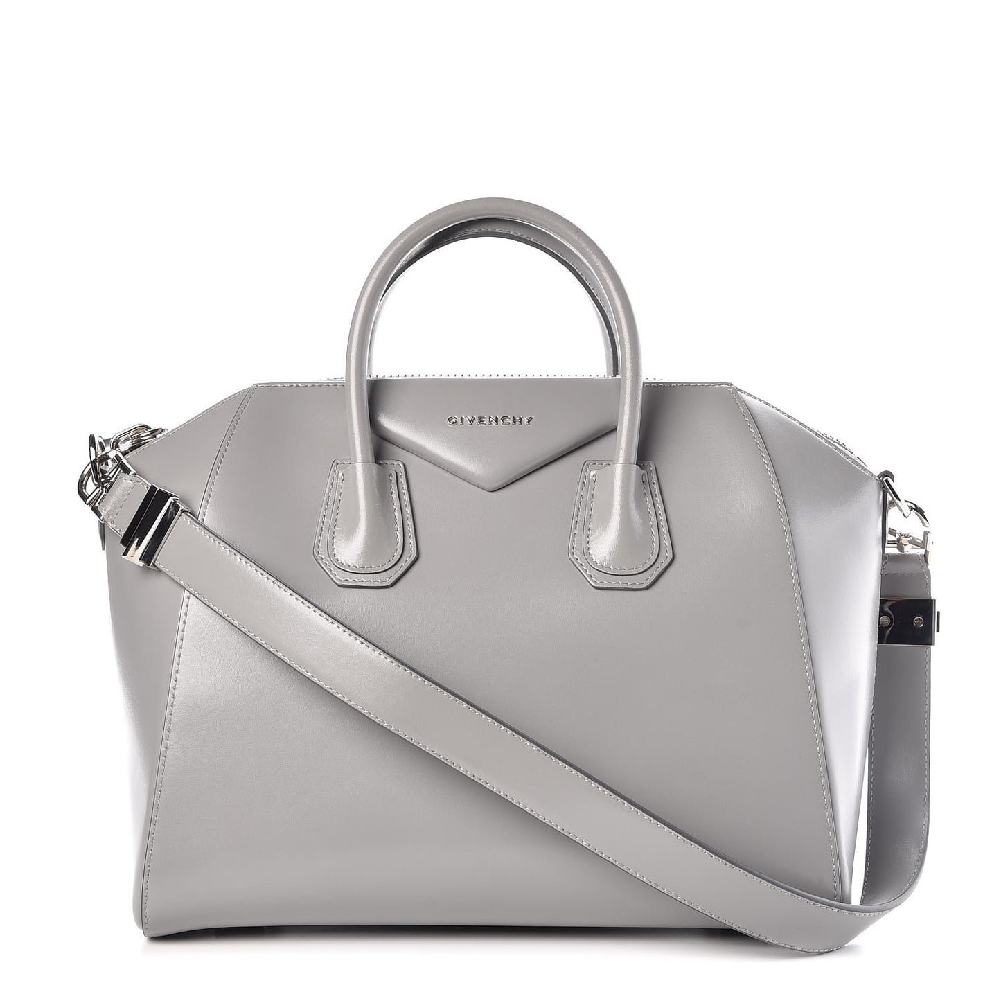 Shiny Lord Calfskin Medium Antigona Pearl Grey