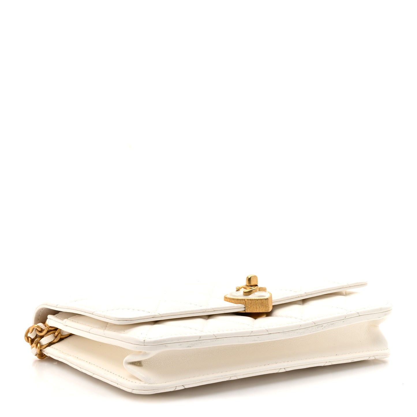 Lambskin Plexiglass Quilted Coco Love Wallet On Chain WOC White