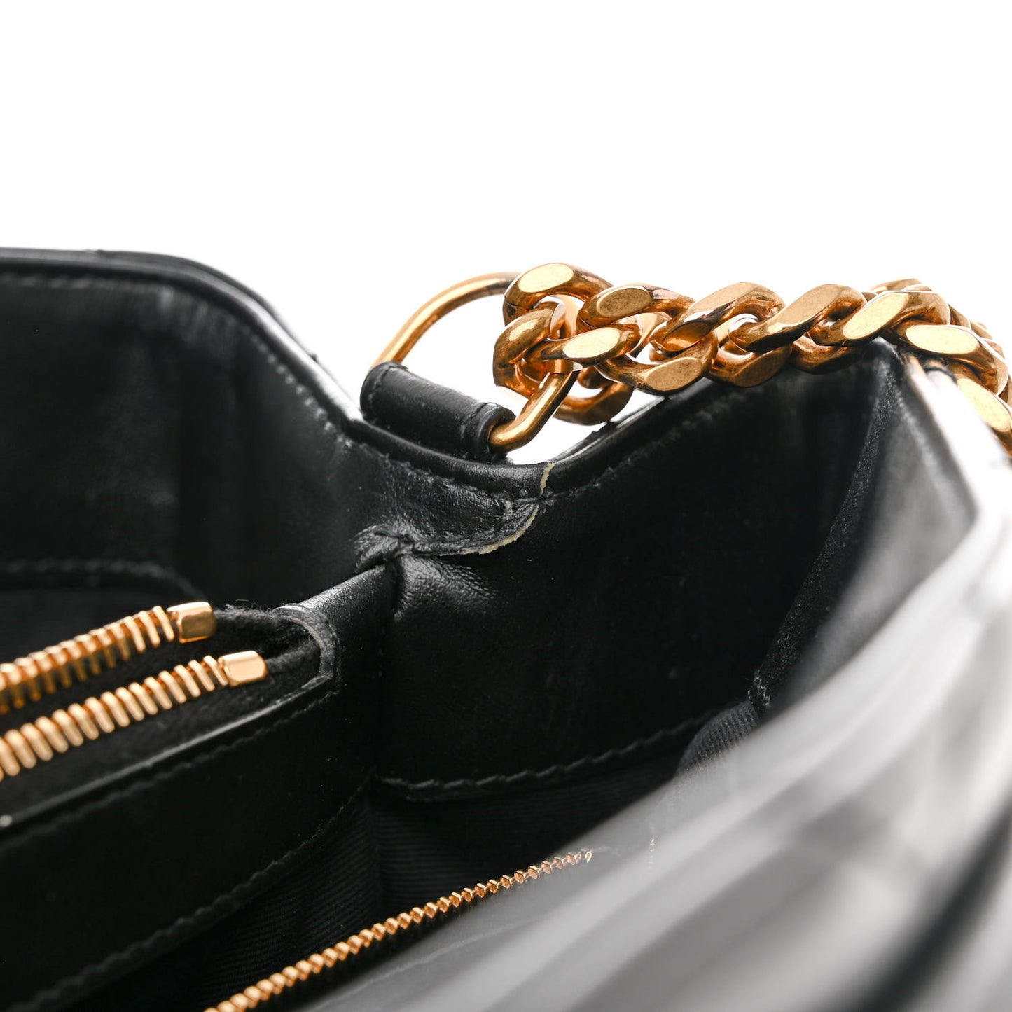 Calfskin Y Quilted Monogram Large Loulou Chain Satchel Black