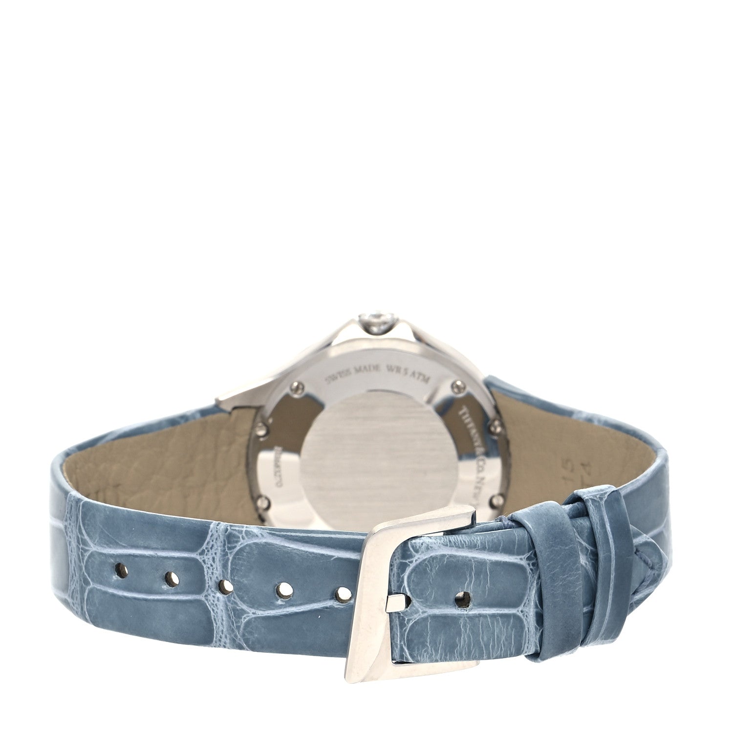 Tiffany Stainless Steel Alligator Diamond Bezel 28mm Metro Quartz Watch Ice Blue 3 of 5