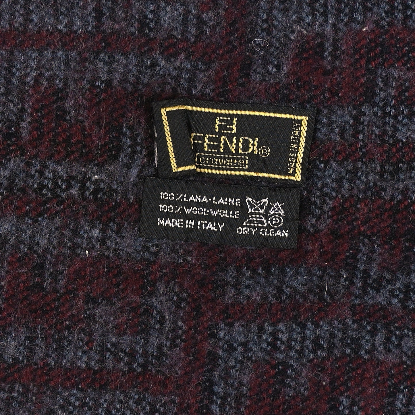 Wool FF Scarf Burgundy Grey