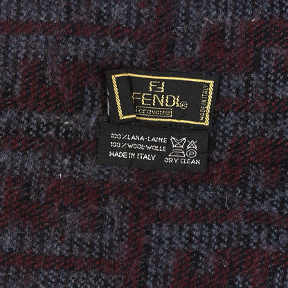 Fendi Wool FF Scarf Burgundy Grey 3 of 3