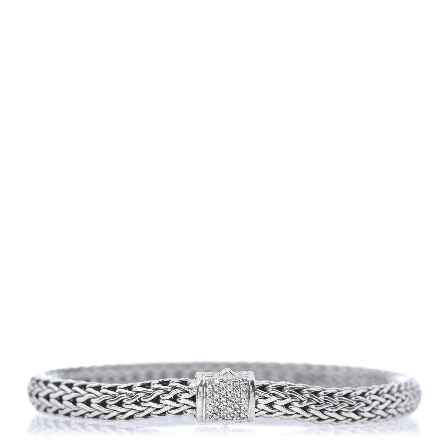John Hardy Sterling Silver Diamond 6.5mm Classic Chain Bracelet 1 of 4