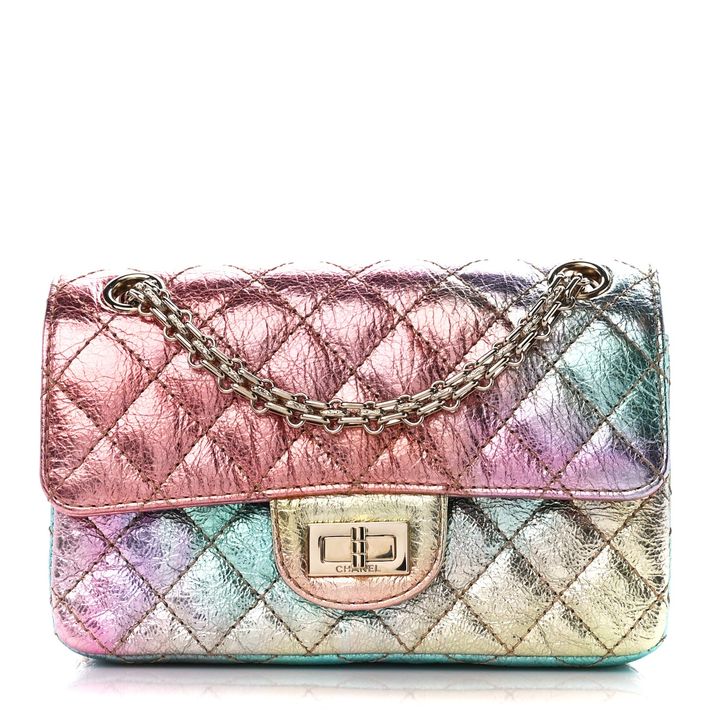 Metallic Goatskin Quilted Mini 2.55 Reissue Flap Multicolor