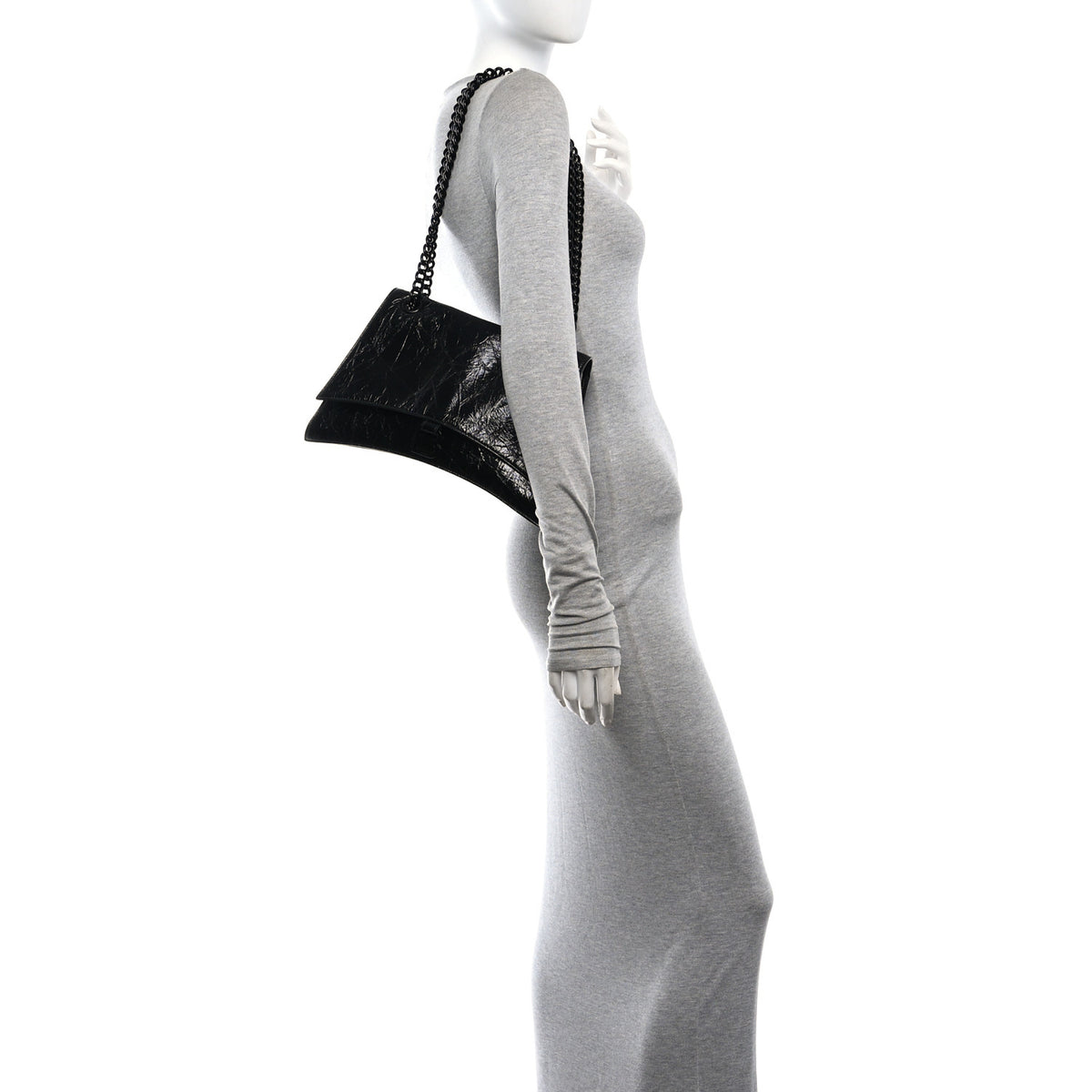 Balenciaga Crushed Calfskin Monochrome Medium Crush Chain Bag Black 2 of 10