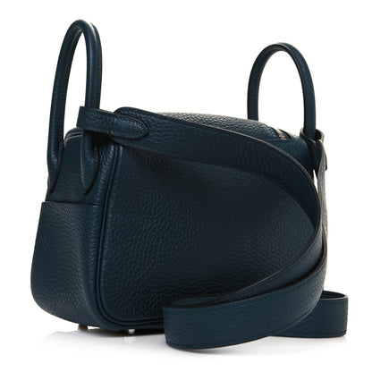 Hermes Taurillon Clemence Mini Lindy 20 Vert Cypress 3 of 12