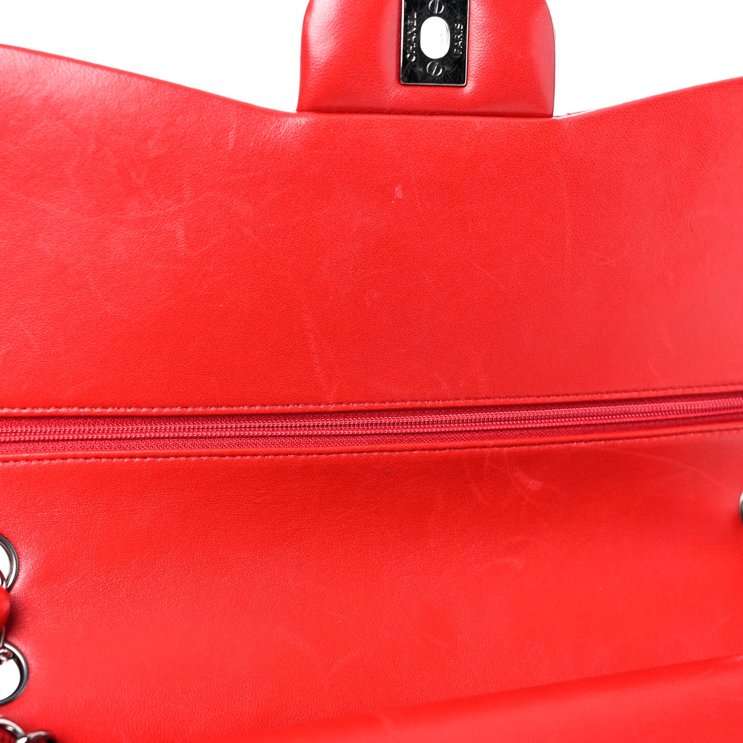 Lambskin Quilted Jumbo Double Flap Red