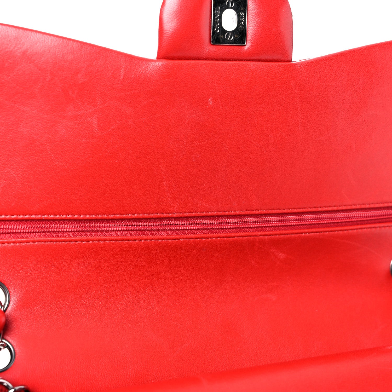 Chanel Lambskin Quilted Jumbo Double Flap Red 19 of 26