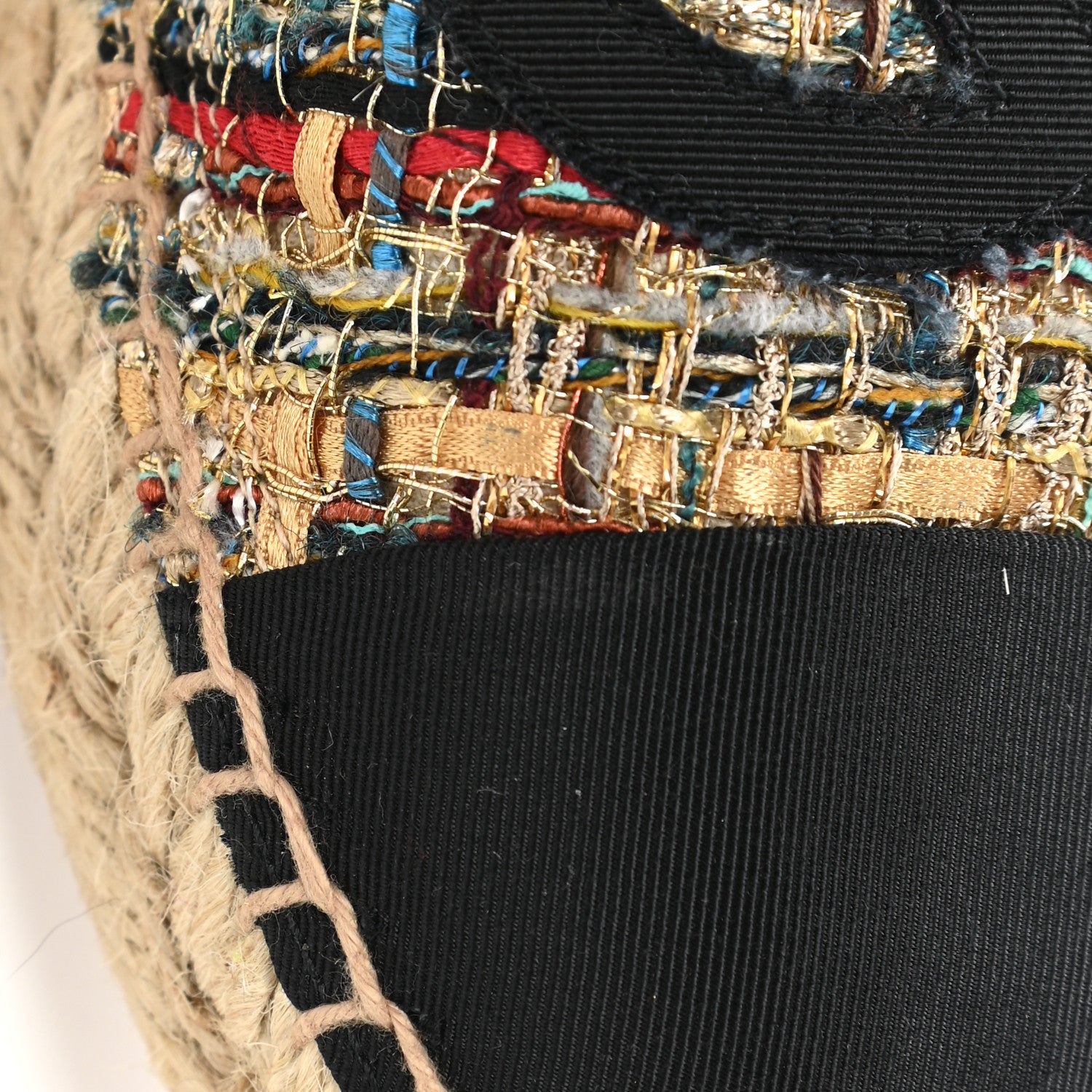 Chanel Tweed Grosgrain CC Espadrilles 39 Multicolor Black 10 of 12