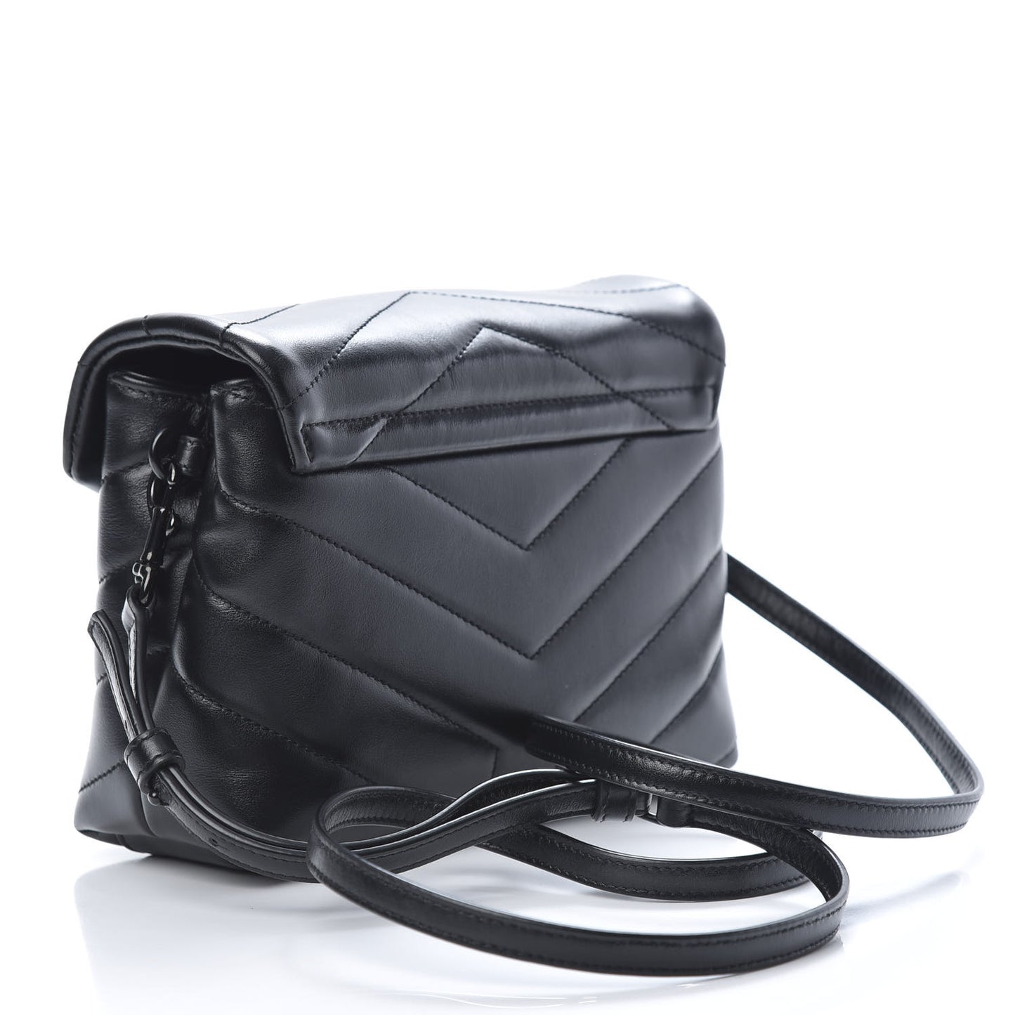Calfskin Y Quilted Monogram Toy Loulou Crossbody Bag Black