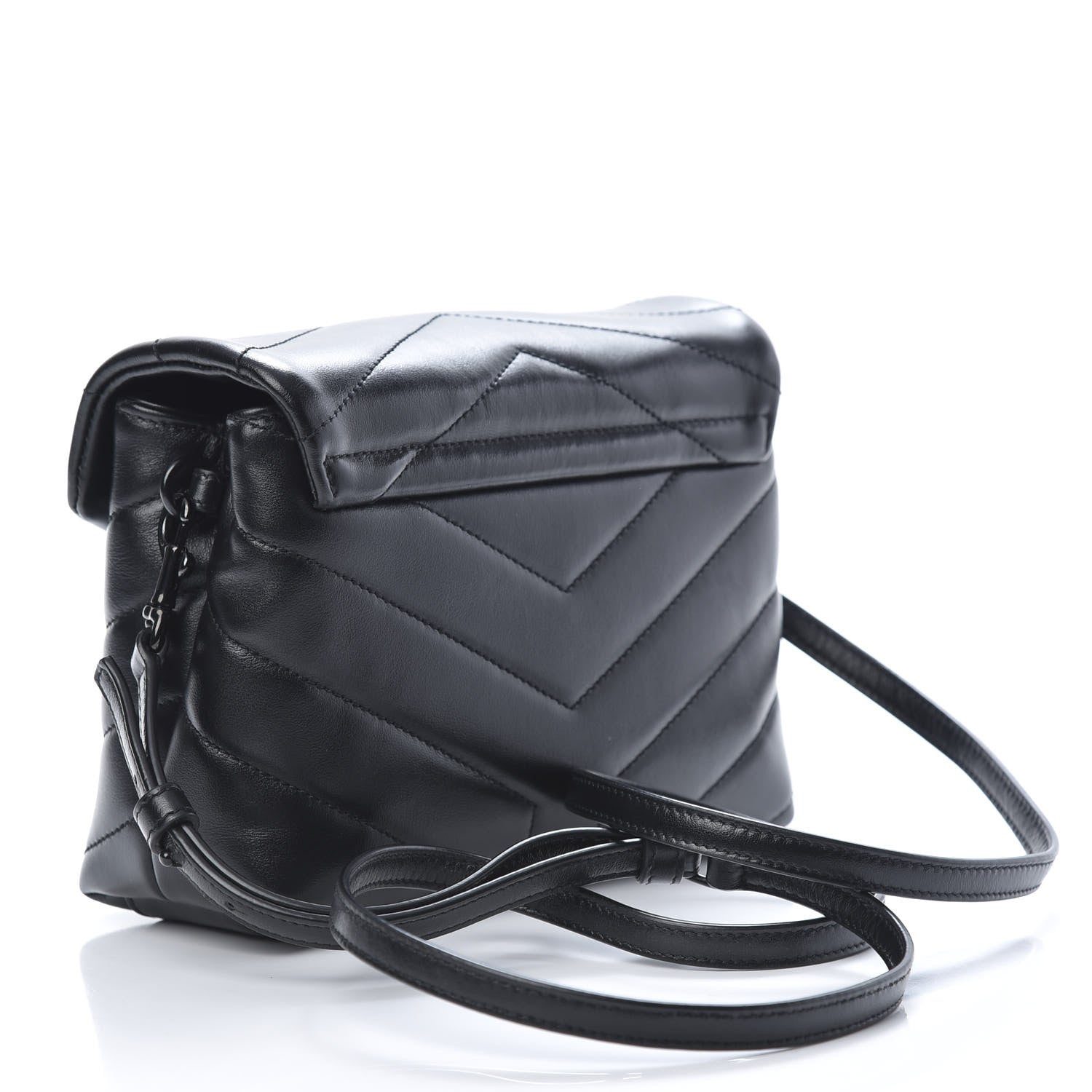 Saint Laurent Calfskin Y Quilted Monogram Toy Loulou Crossbody Bag Black 3 of 10
