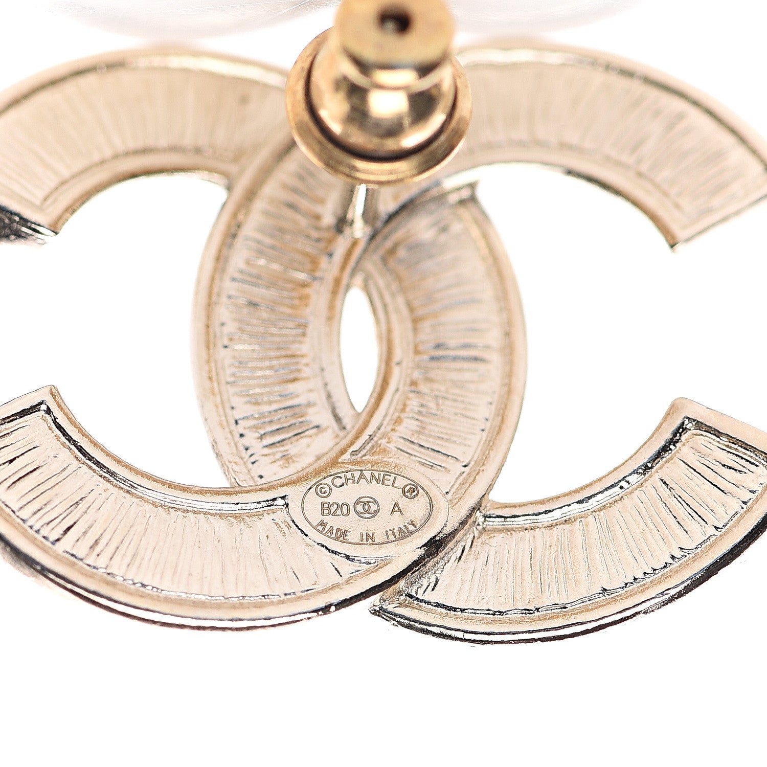 Chanel Crystal Pearl Chain Mania CC Earrings Gold 564523