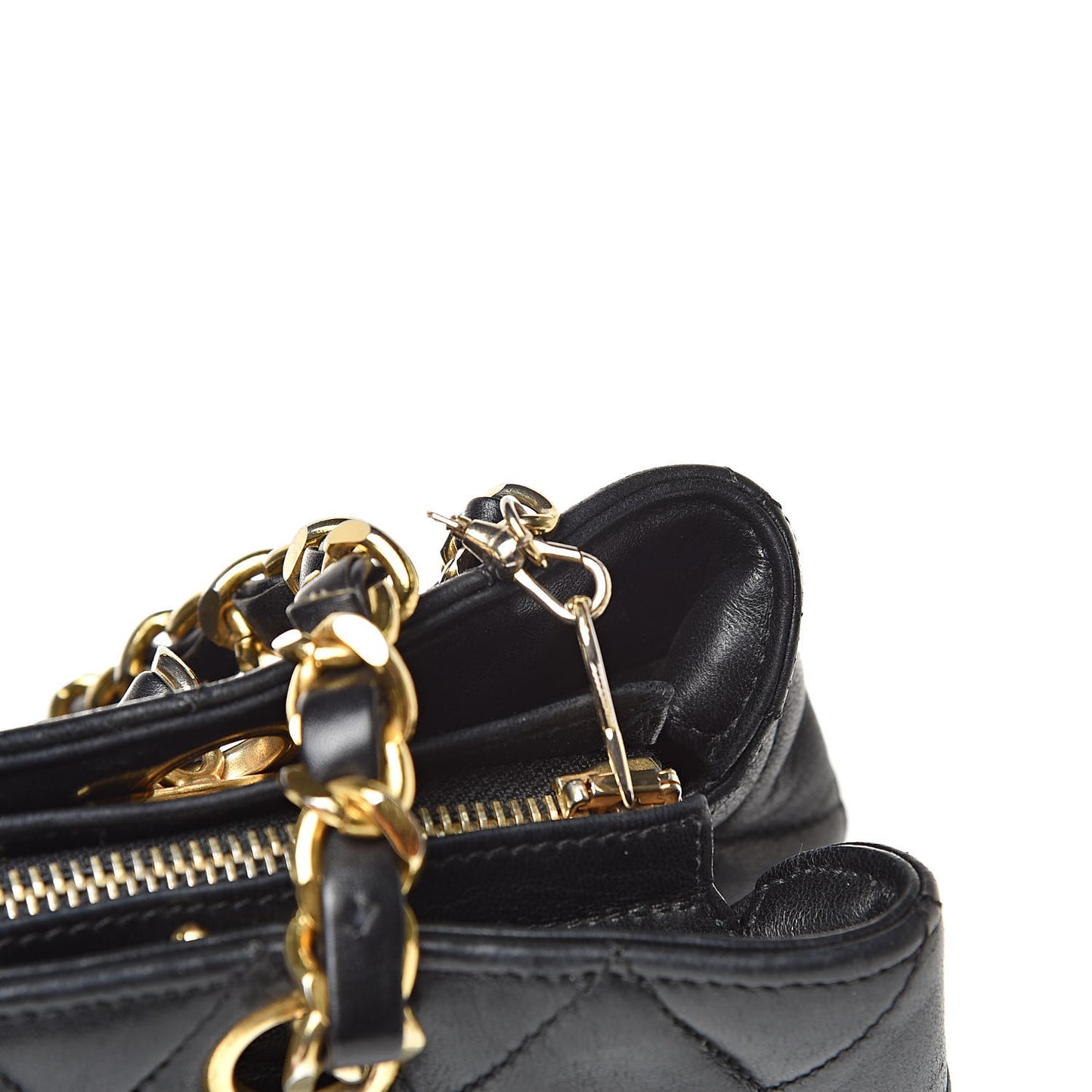 Lambskin Quilted Shopping Tote Black