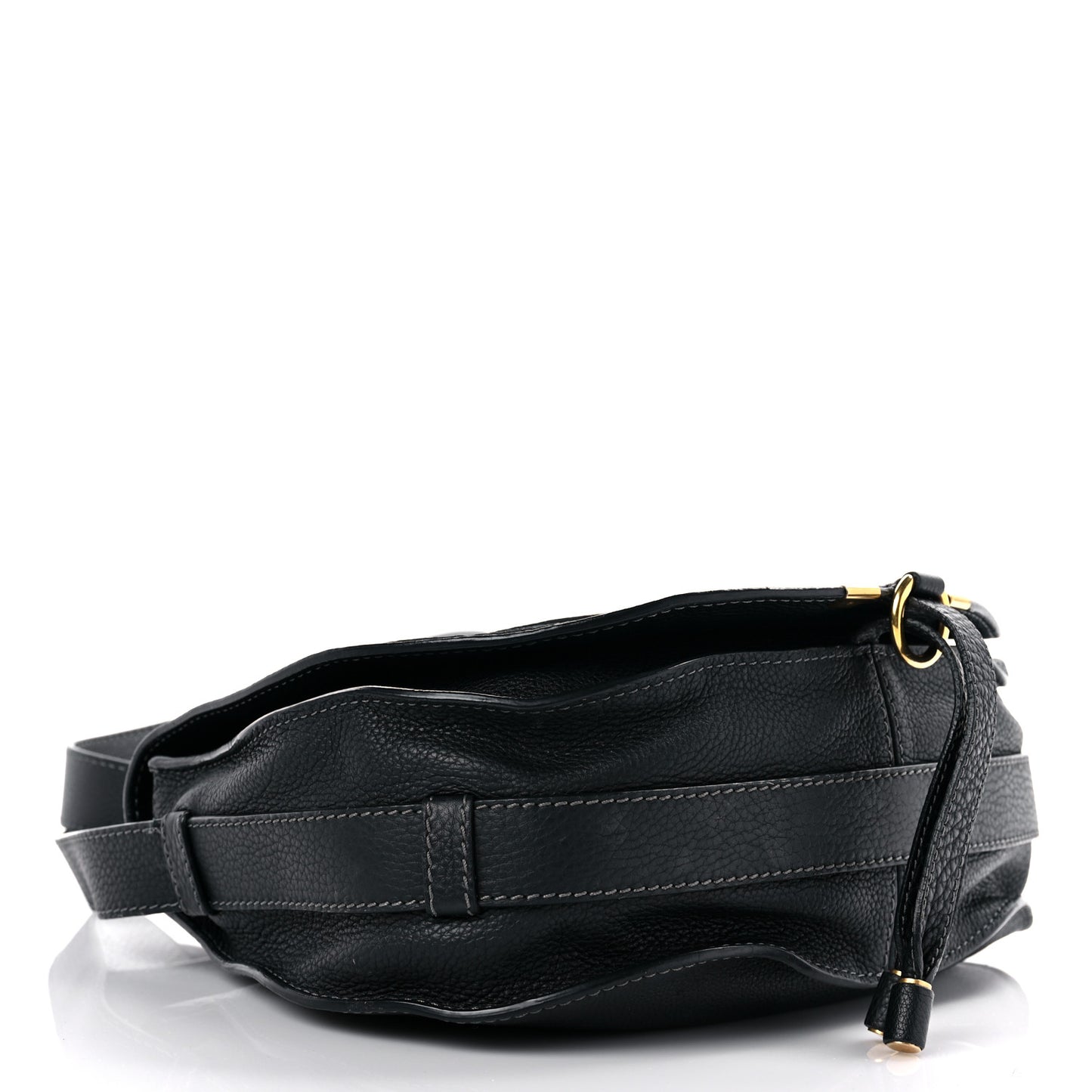 Calfskin Medium Marcie Round Crossbody Bag Black