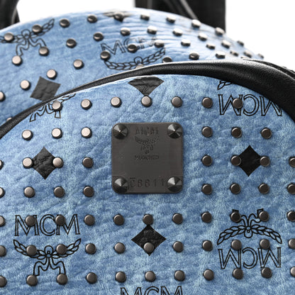 MCM Visetos Studded Medium Stark Backpack Blue 6 of 9