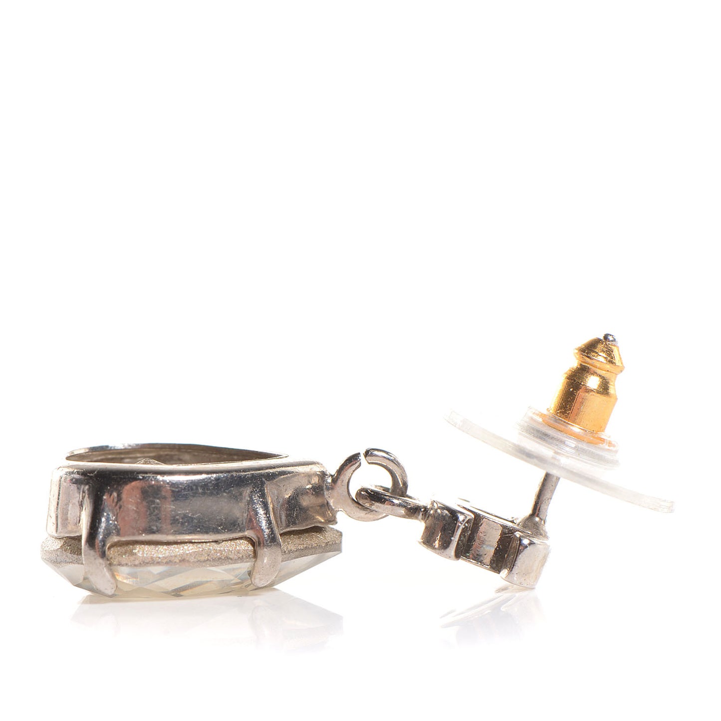 CC Crystal Teardrop Dangle Earrings Silver