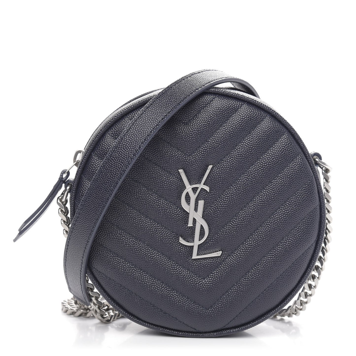 Grain De Poudre Matelasse Chevron Quilted Round Vinyle Camera Bag Deep Marine
