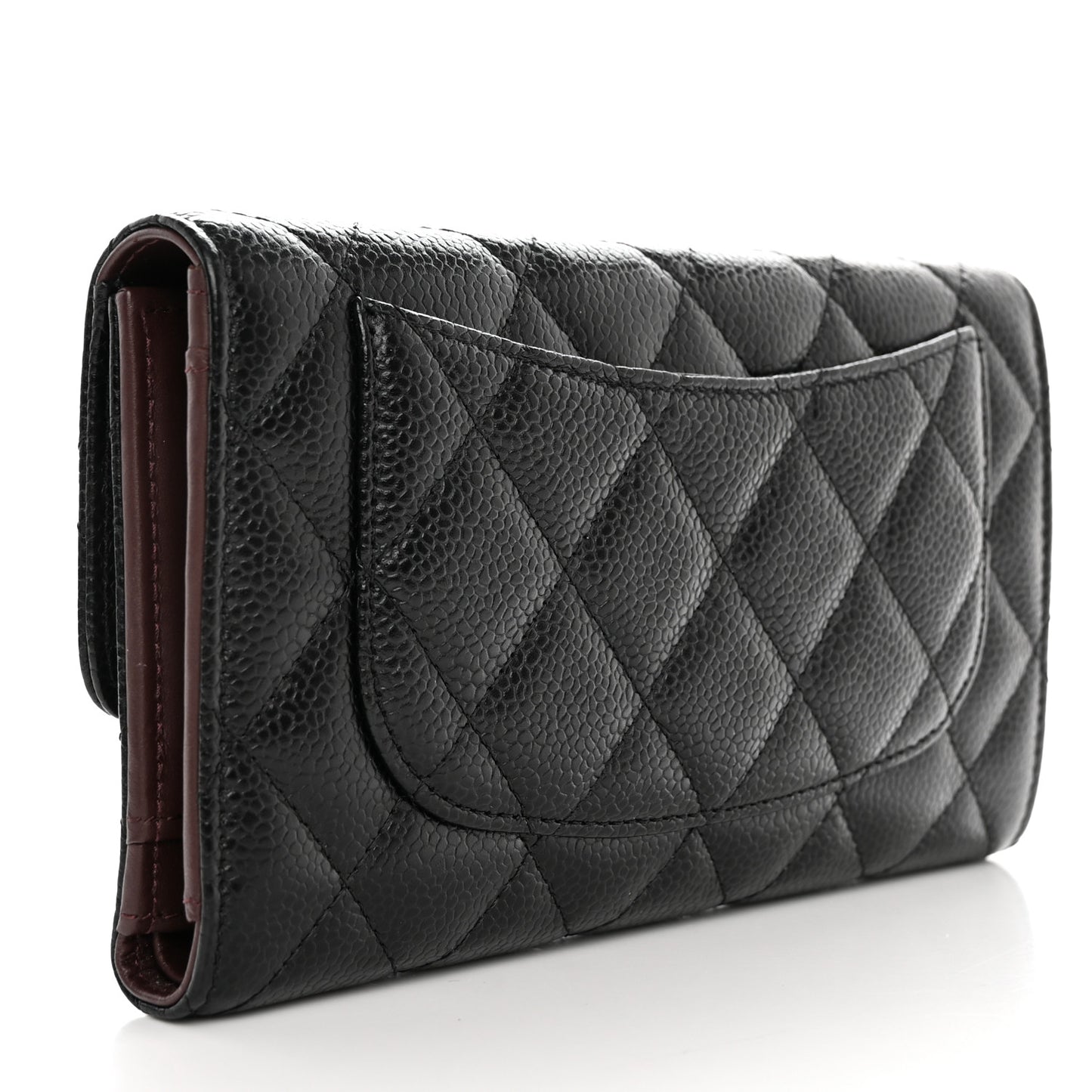 Caviar Quilted Large Flap Wallet Black