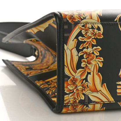 Fendi X VERSACE Calfskin Plexiglass Fendace FF Baroque Print Medium Fendi Sunshine Shopper Tote Black Gold 7 of 8
