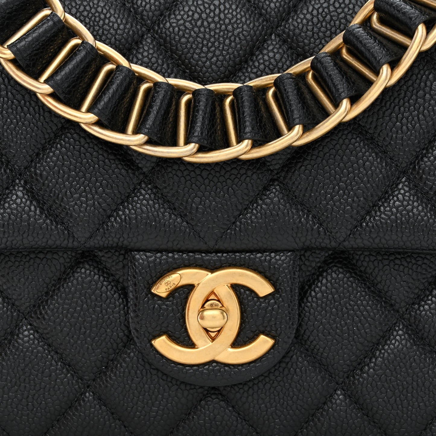 Caviar Quilted Chain Soul Flap Black