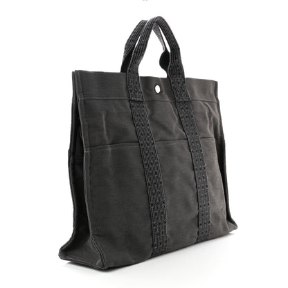 Hermes Canvas Herline MM Tote Grey 3 of 10