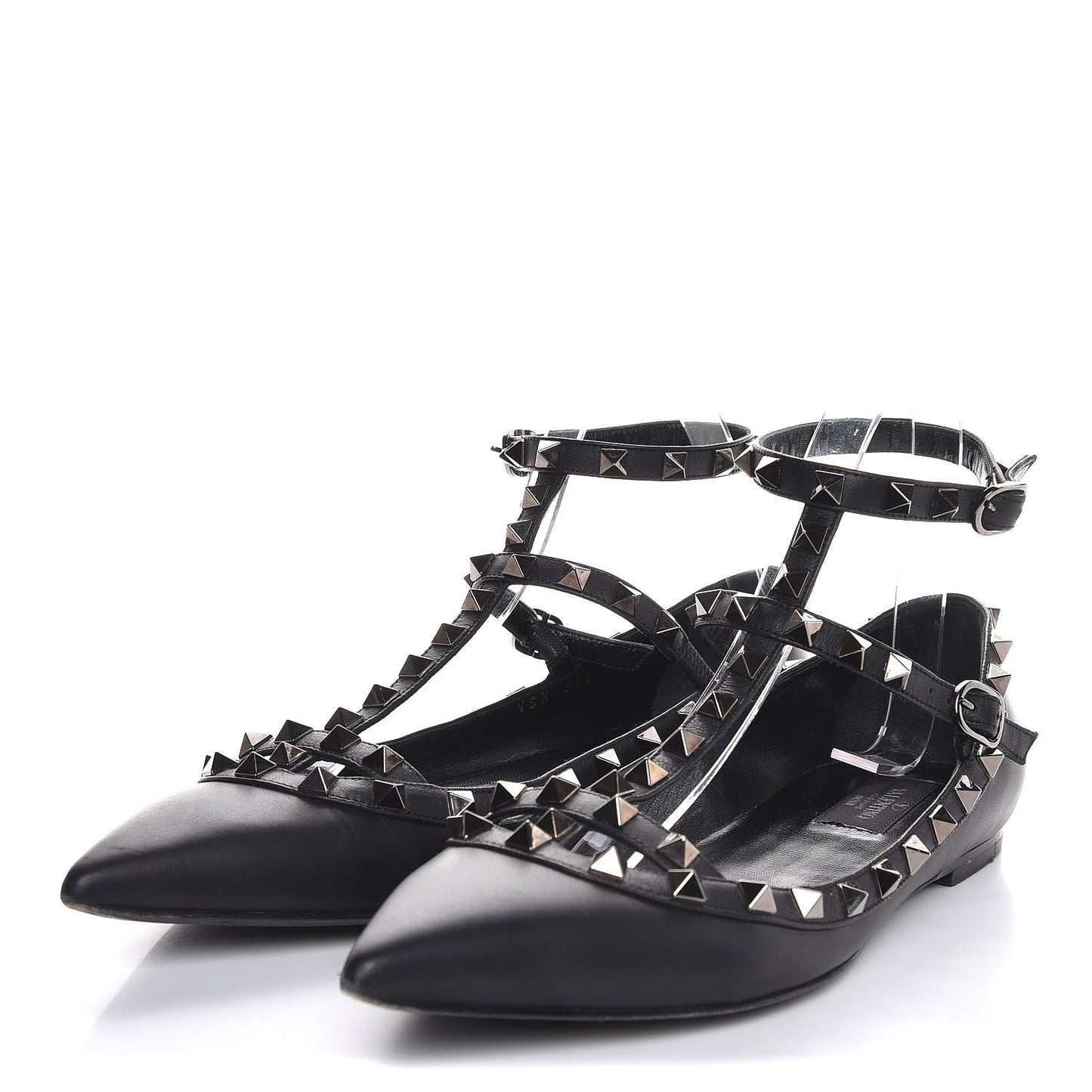 Nappa Rockstud Cage Ballerina Flats 38 Black