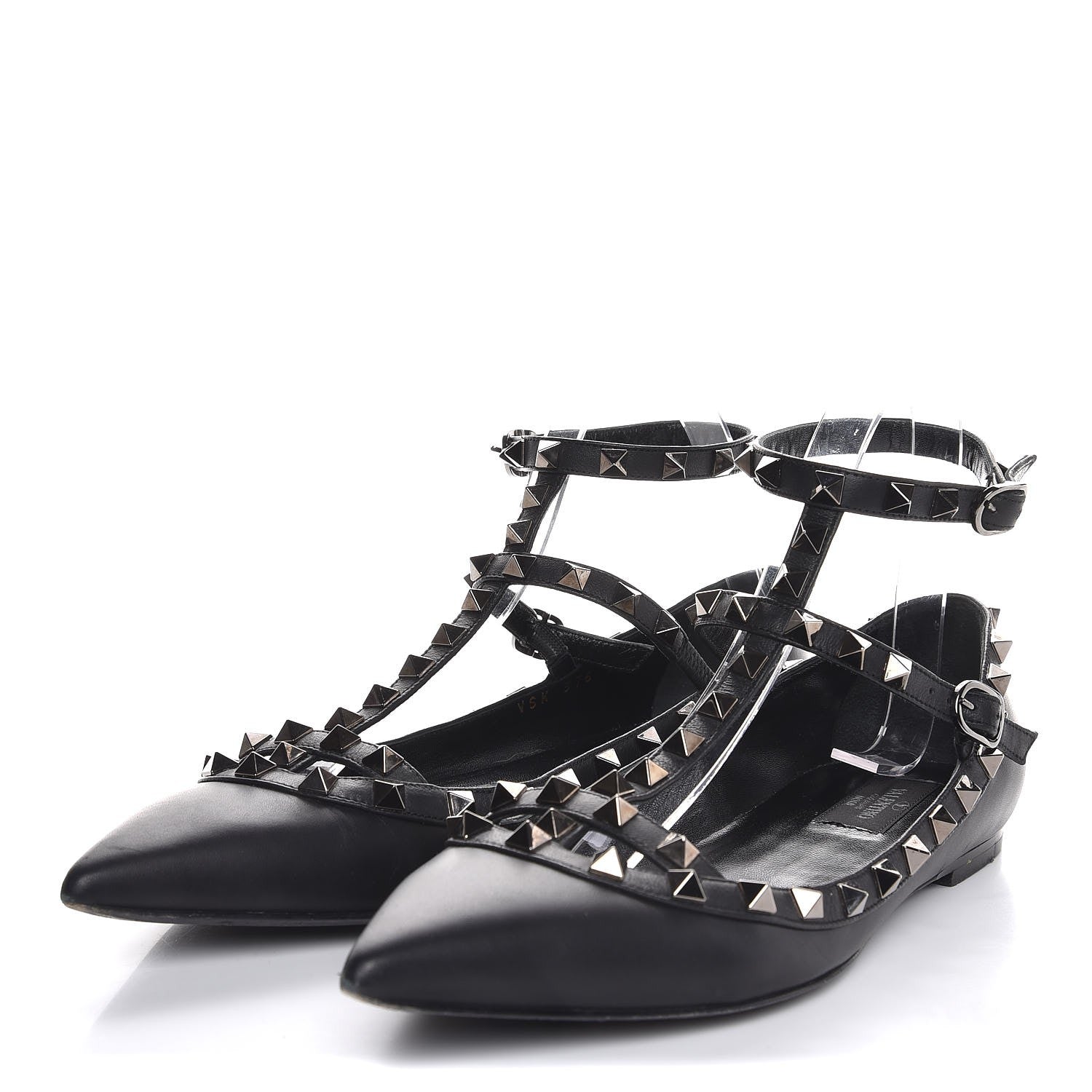 Valentino Garavani Nappa Rockstud Cage Ballerina Flats 38 Black 3 of 10