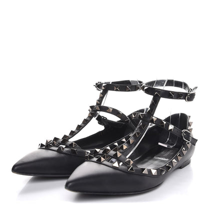 Valentino Garavani Nappa Rockstud Cage Ballerina Flats 38 Black 3 of 10