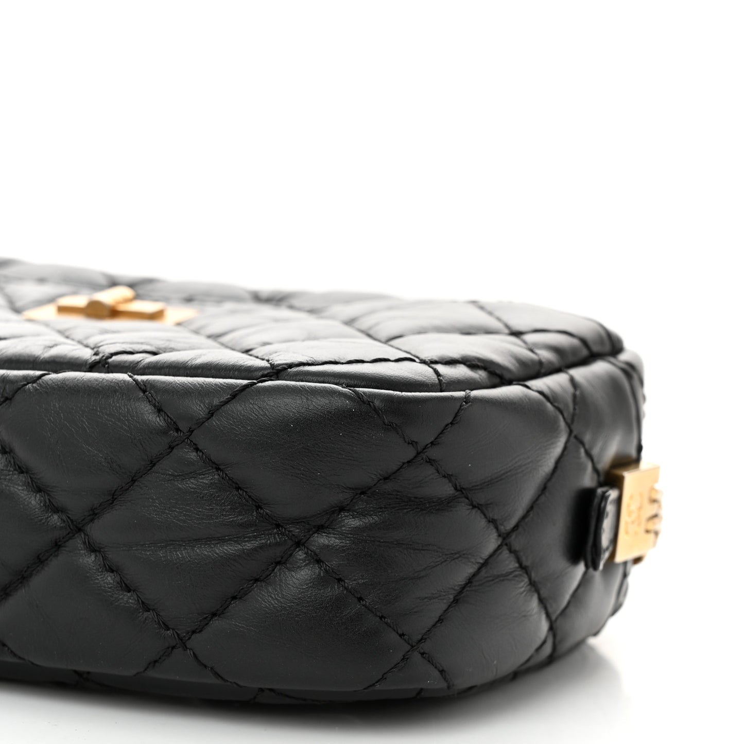 Aged Calfskin Quilted Mini Reissue Camera Case Black