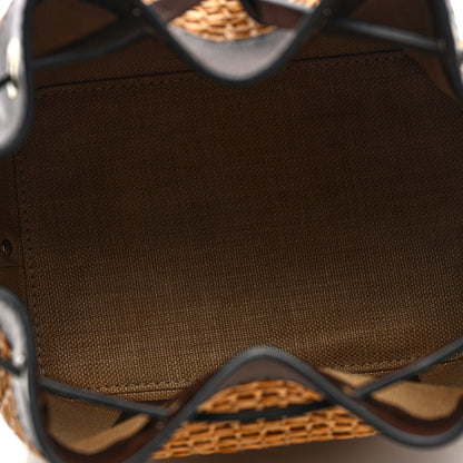 Valentino Garavani Raffia Calfskin Rockstud Drawstring Shoulder Bag Tobacco Cacao 5 of 9
