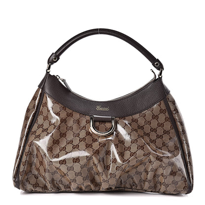 Gucci Crystal Monogram Large D Gold Hobo Dark Brown 1 of 10