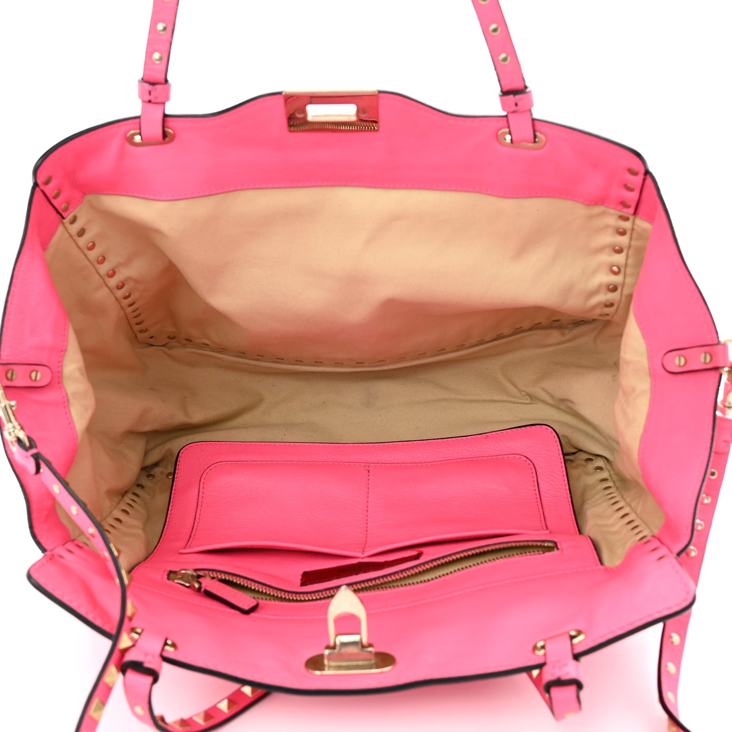 Vitello Medium Rockstud Tote Fuxia Fluo