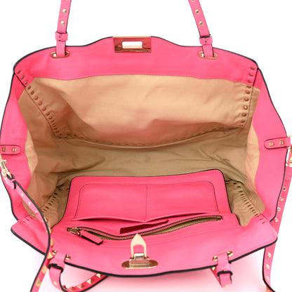 Valentino Garavani Vitello Medium Rockstud Tote Fuxia Fluo 4 of 16