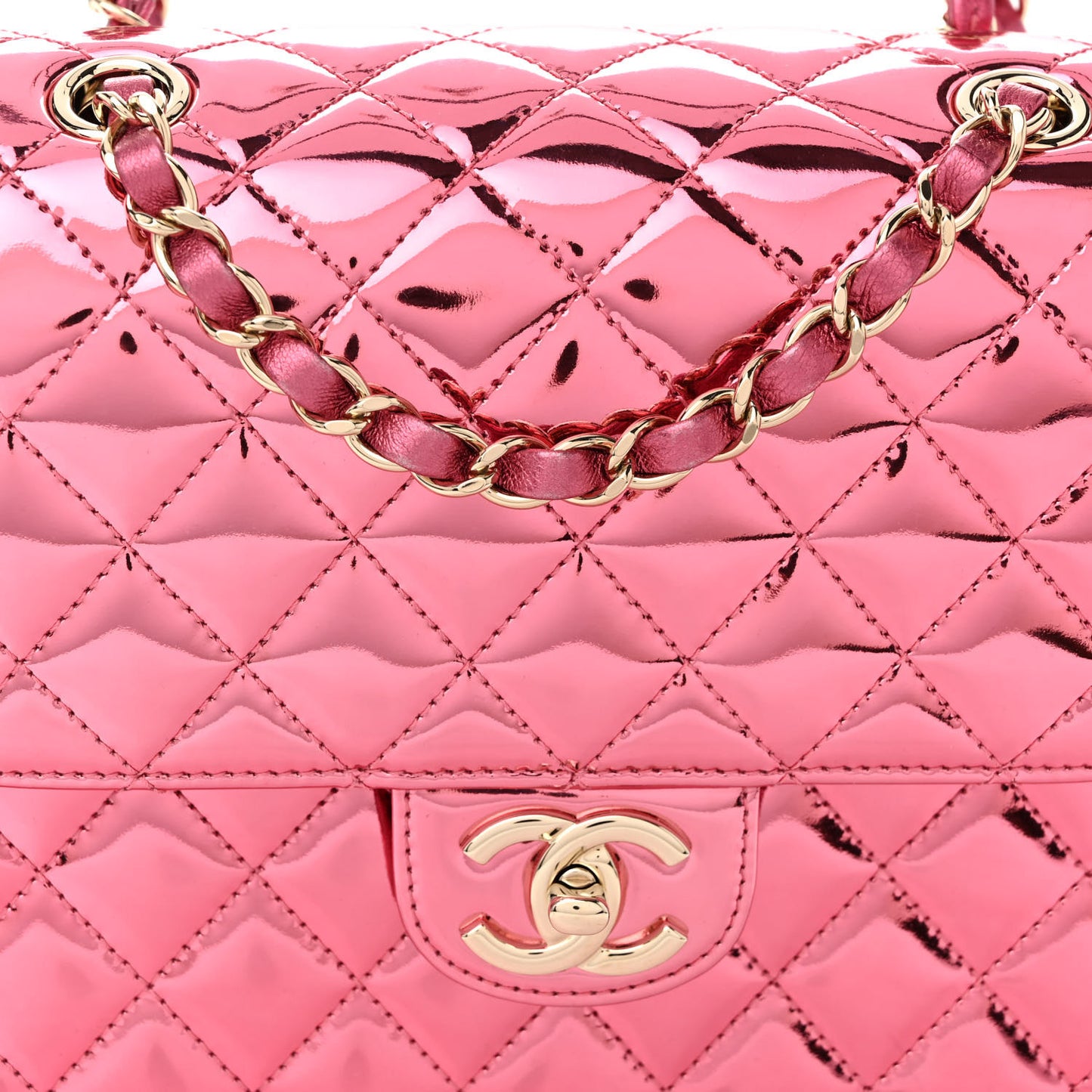 Mirror Calfskin Metallic Calfskin Quilted Hollywood Boulevard Backpack With Coin Purse Pink