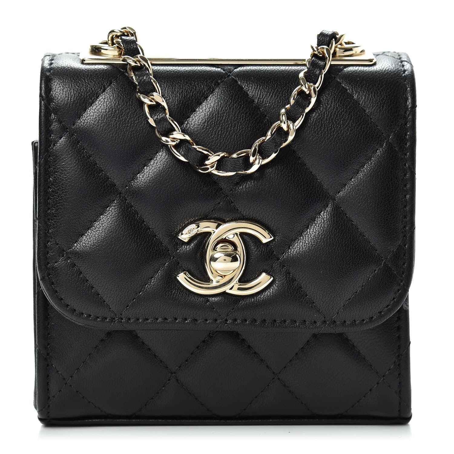 Chanel Lambskin Quilted Mini Trendy CC Chain Wallet Black 1 of 11