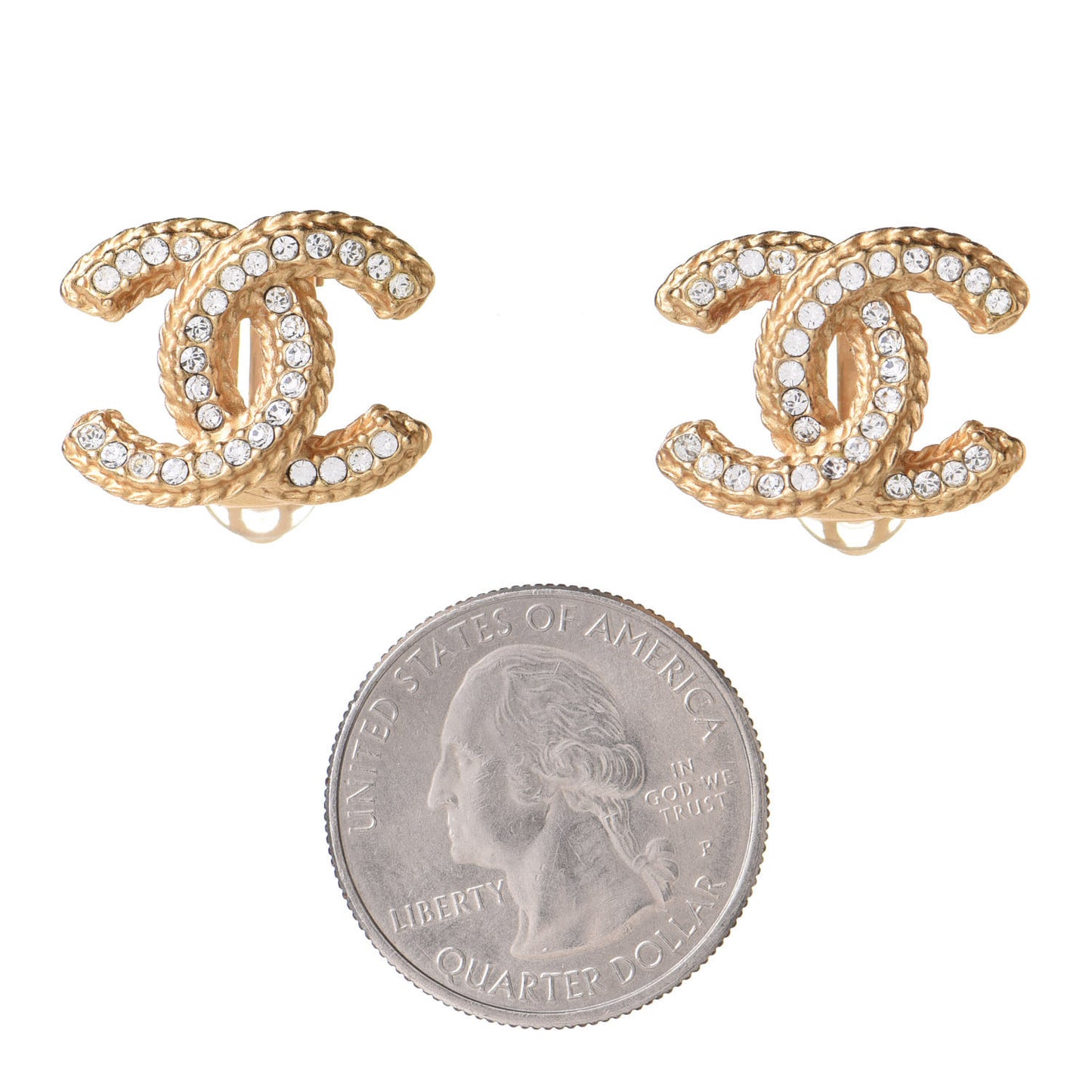 Crystal CC Clip On Earrings Gold