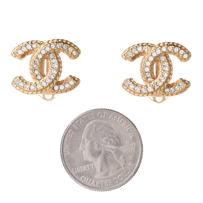 Chanel Crystal CC Clip On Earrings Gold 2 of 5