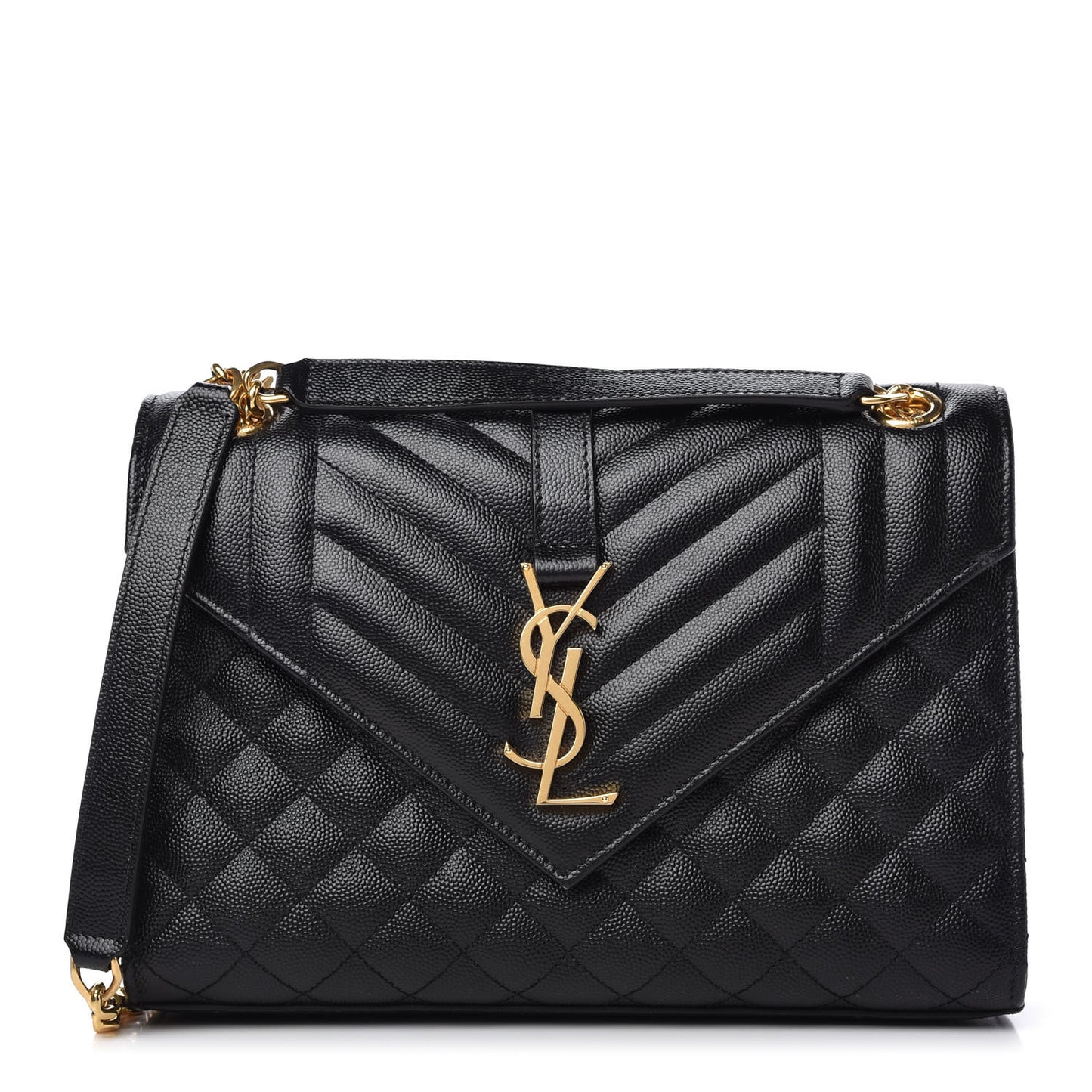 Grain De Poudre Textured Mixed Matelasse Triquilt Medium Monogram Satchel Black