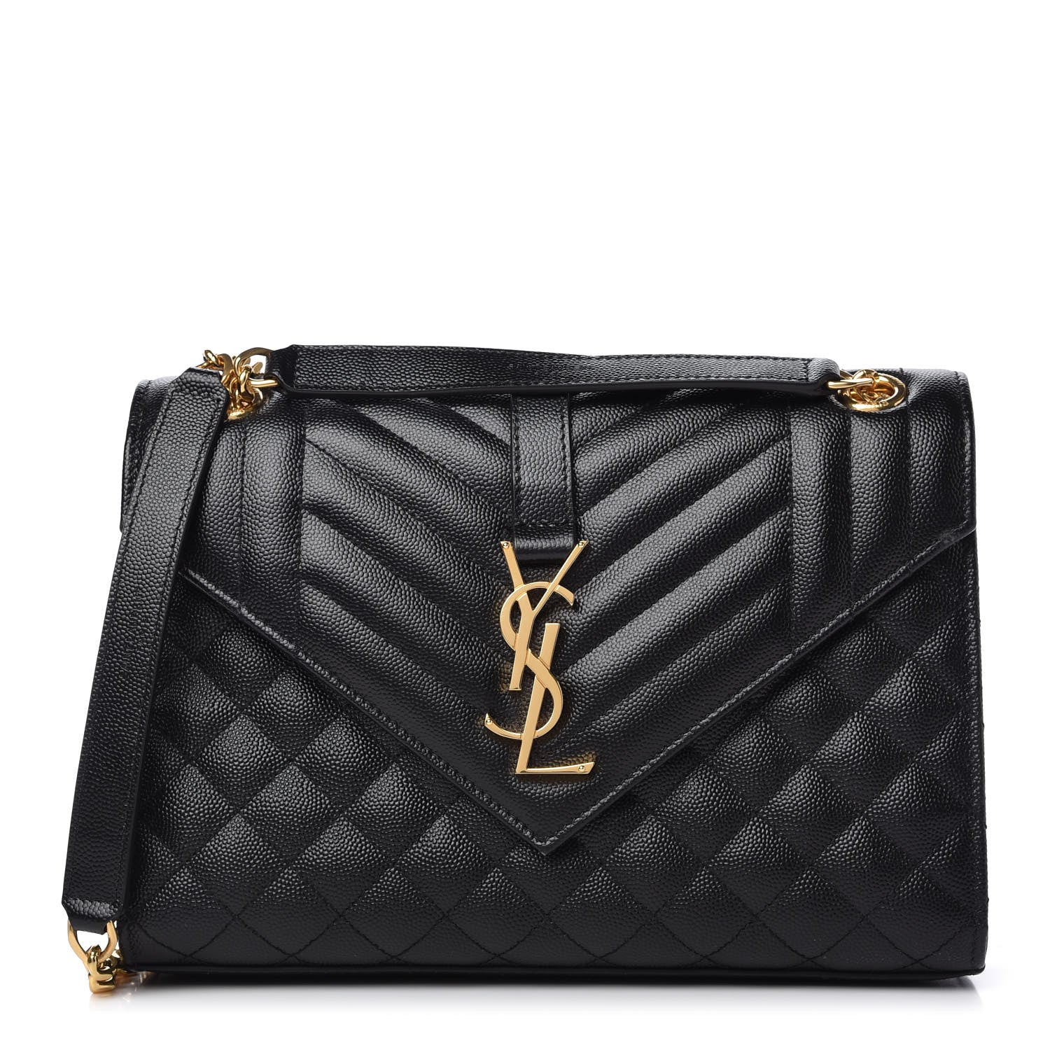 Saint Laurent Grain De Poudre Textured Mixed Matelasse Triquilt Medium Monogram Satchel Black 1 of 9