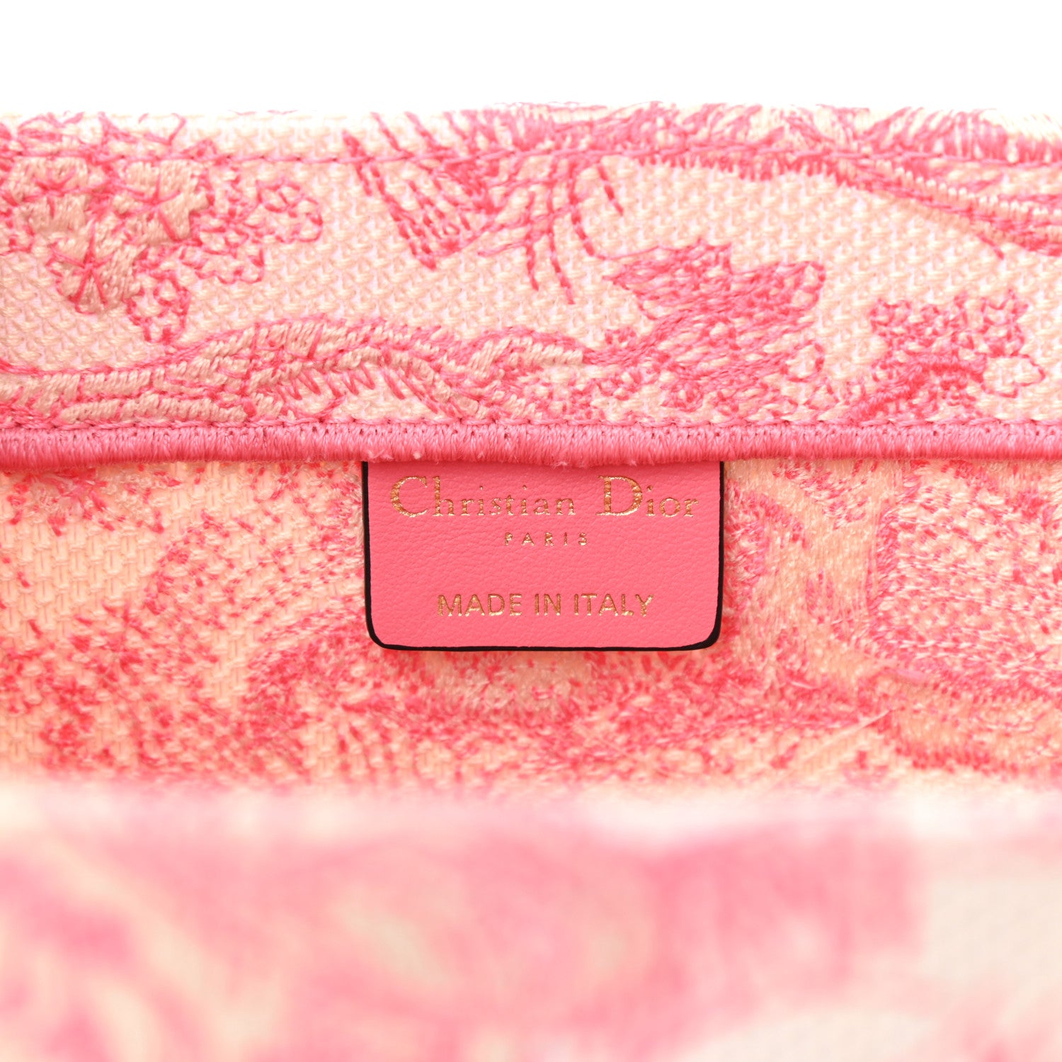 Christian Dior Canvas Embroidered Medium Dioriviera Toile De Jouy Book Tote Peony Pink 6 of 10