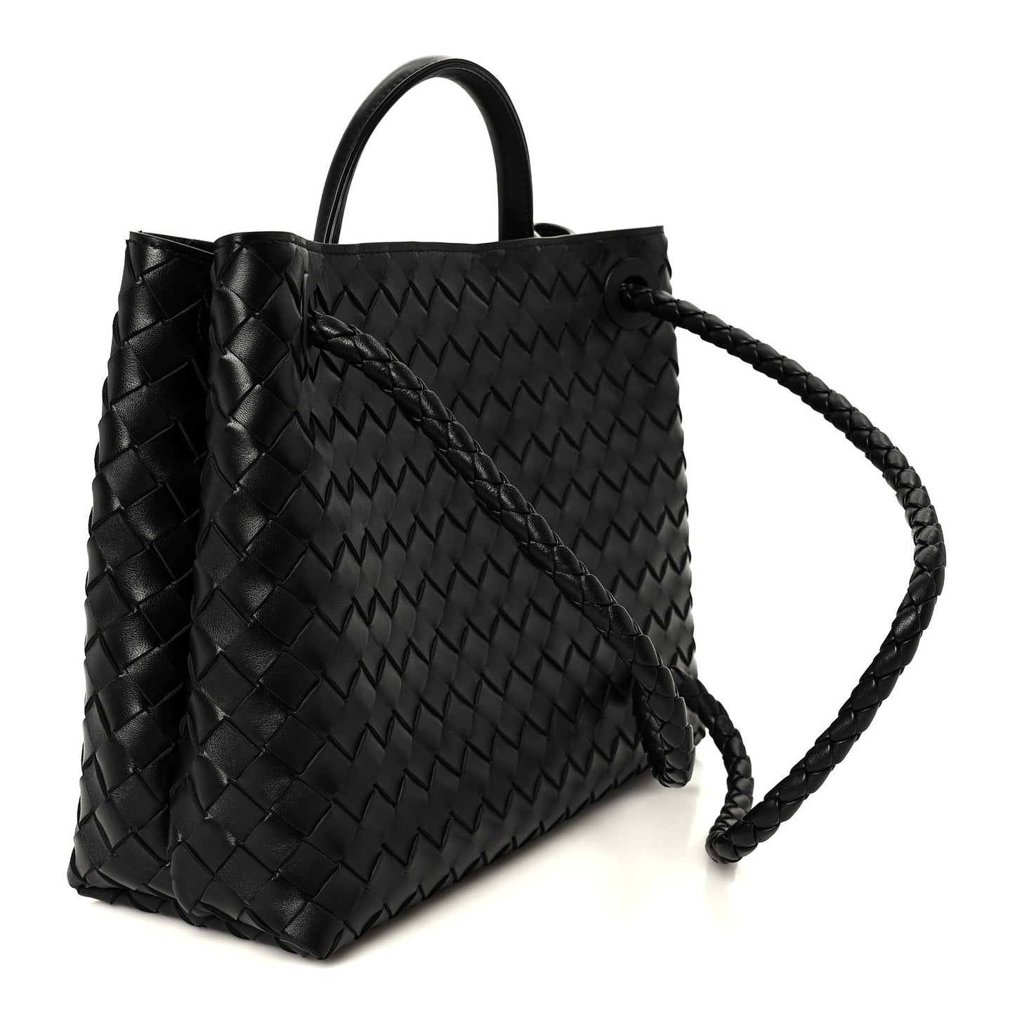 Nappa Intrecciato Medium Andiamo Shoulder Bag Black