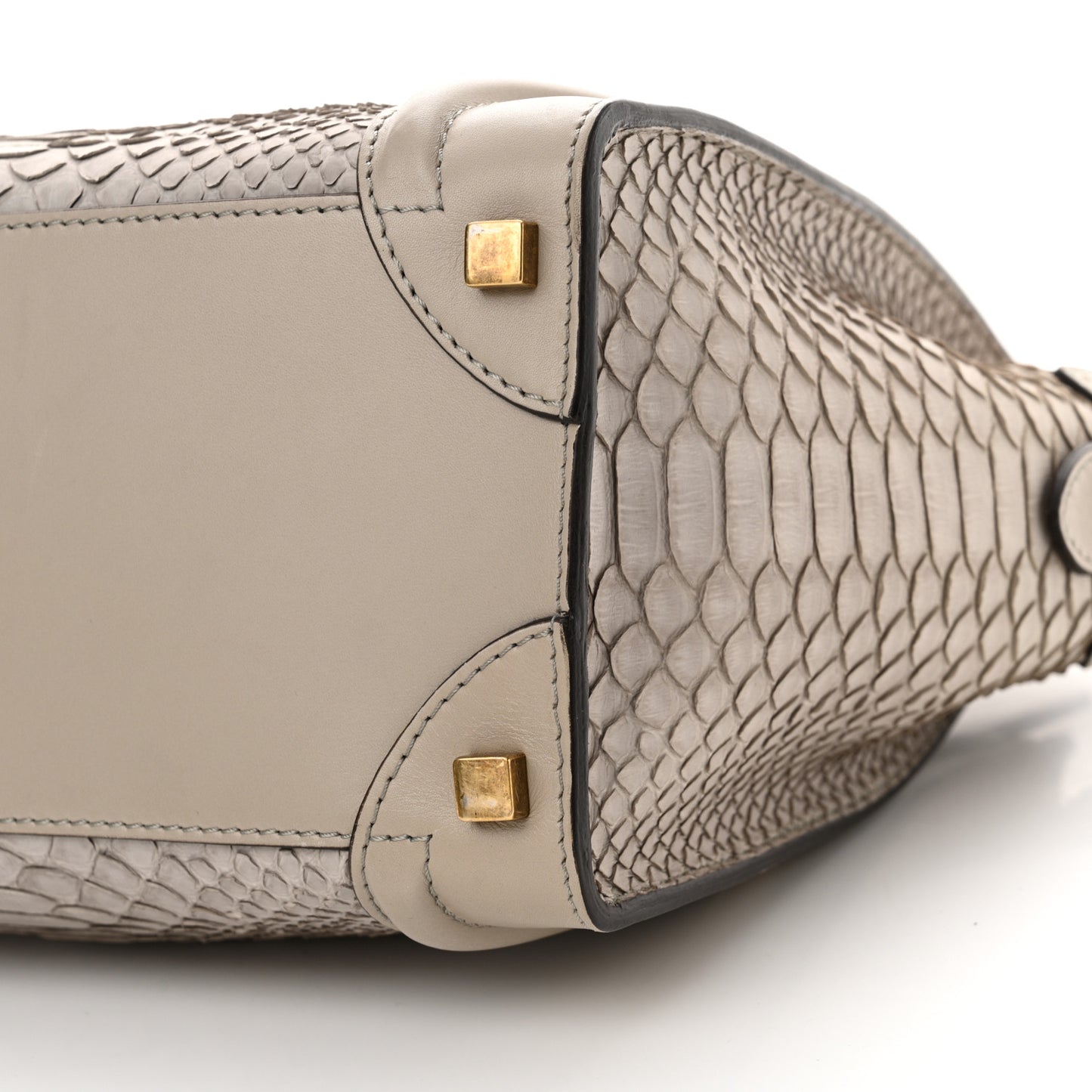 Python Smooth Calfskin Micro Luggage Pearl