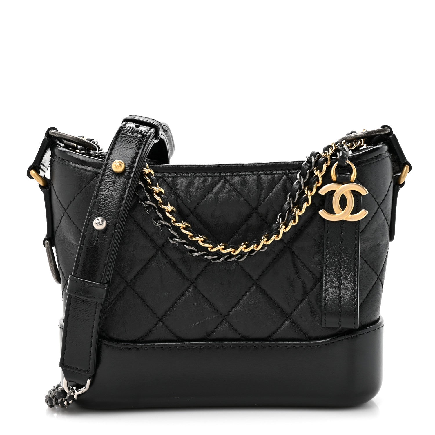 Chanel Aged Calfskin Quilted Small Gabrielle Hobo Black 1 of 14