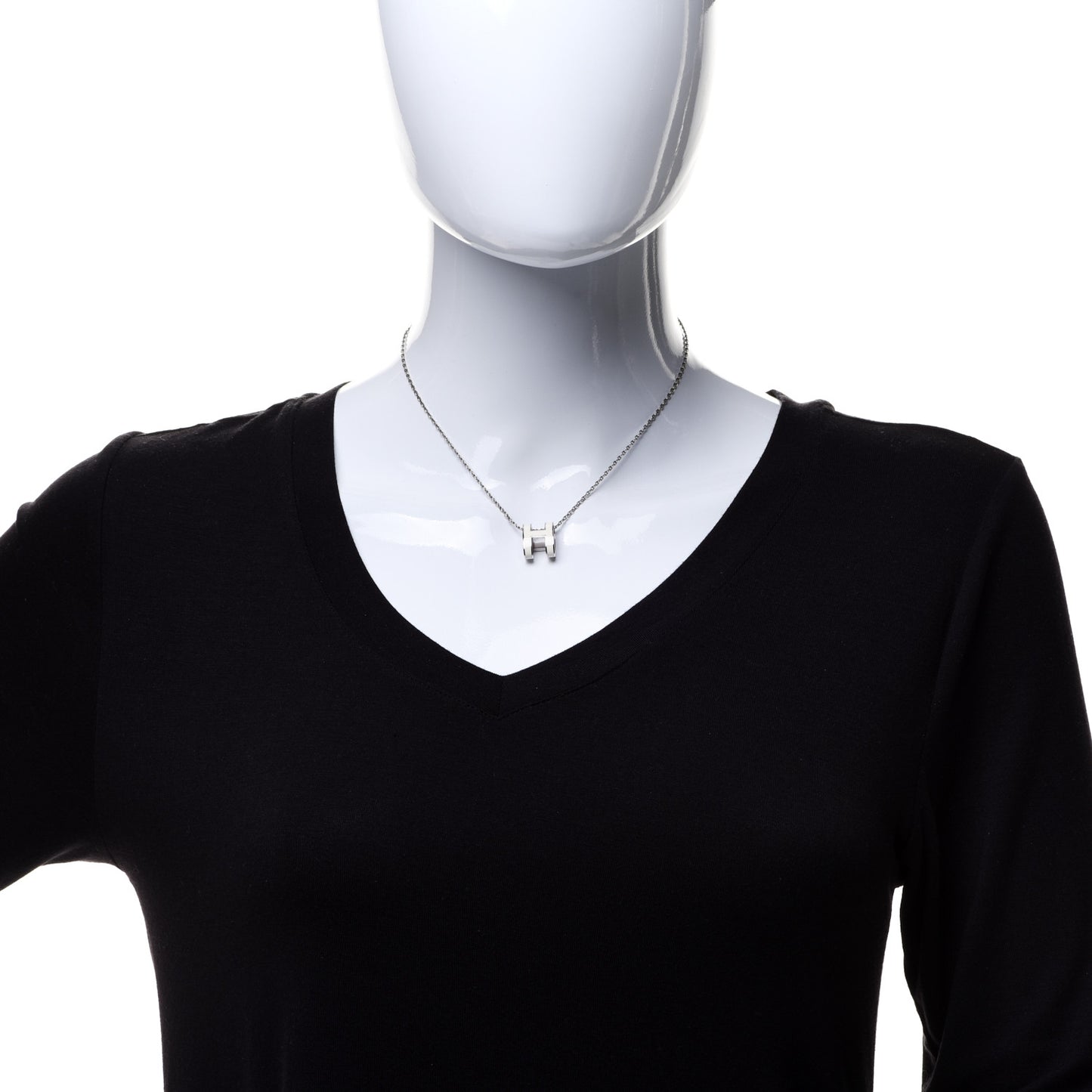 Lacquered Palladium Pop H Pendant Necklace White