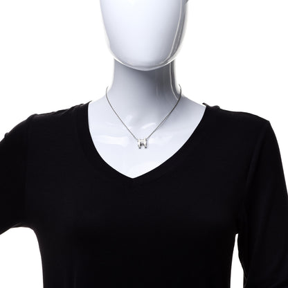 Hermes Lacquered Palladium Pop H Pendant Necklace White 2 of 8