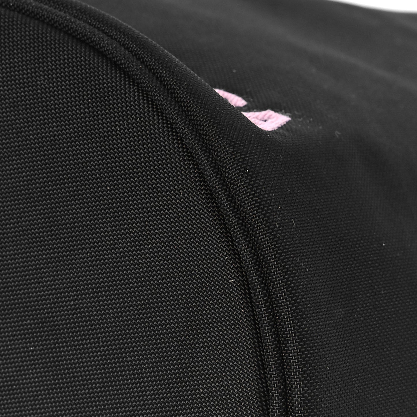 Recycled Sport Nylon Logo Embroidered Wheel Drawstring Bucket Bag Black Pink