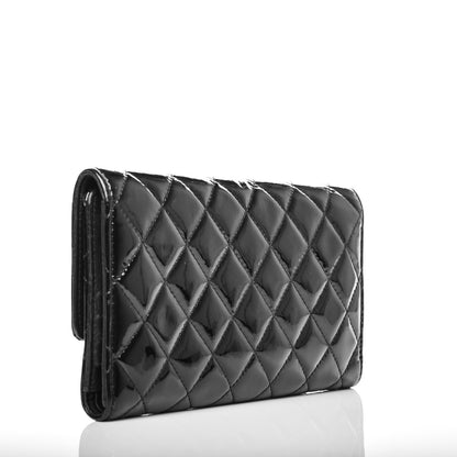 Chanel Patent Quilted Large Flap Wallet Black 3 of 7