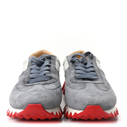 Christian Louboutin Suede Calfskin Mens Loubishark Sneakers 45 Grey Blue 3 of 9